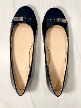 Coach Oswald Women’s Black Patent Leather Cap Toe Ballet Flats Size EUR 39 / 9
